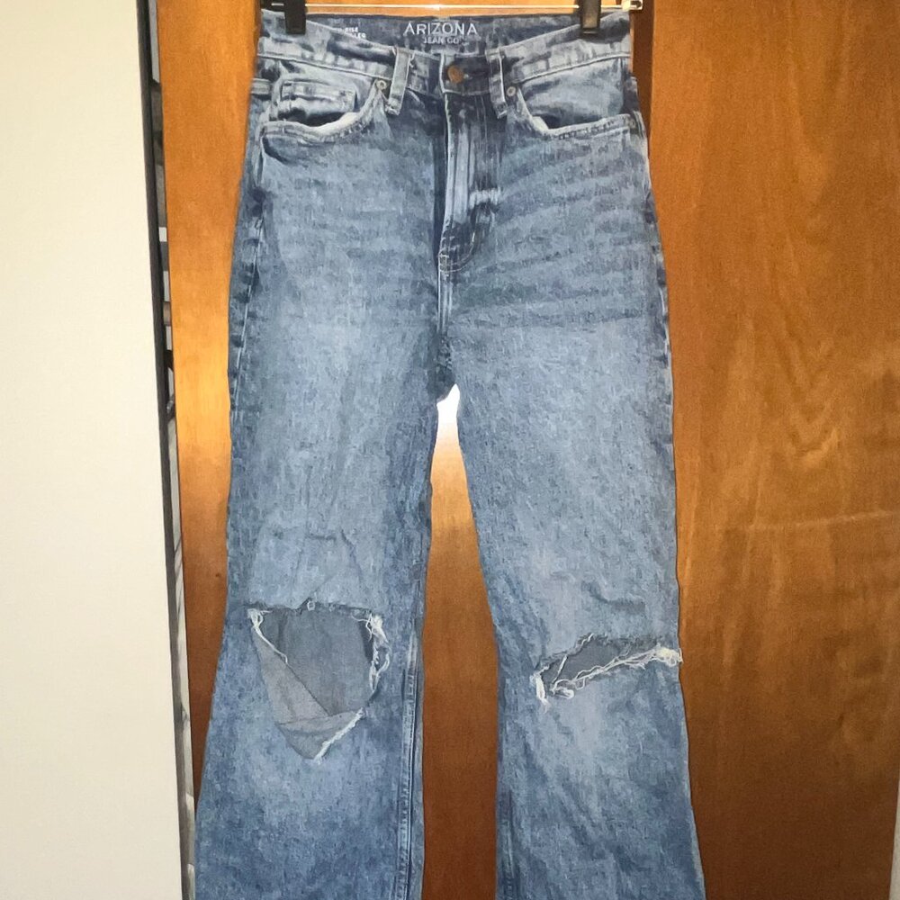 Arizona Jean Co. Ripped Hi-Rise Wide Leg Jeans